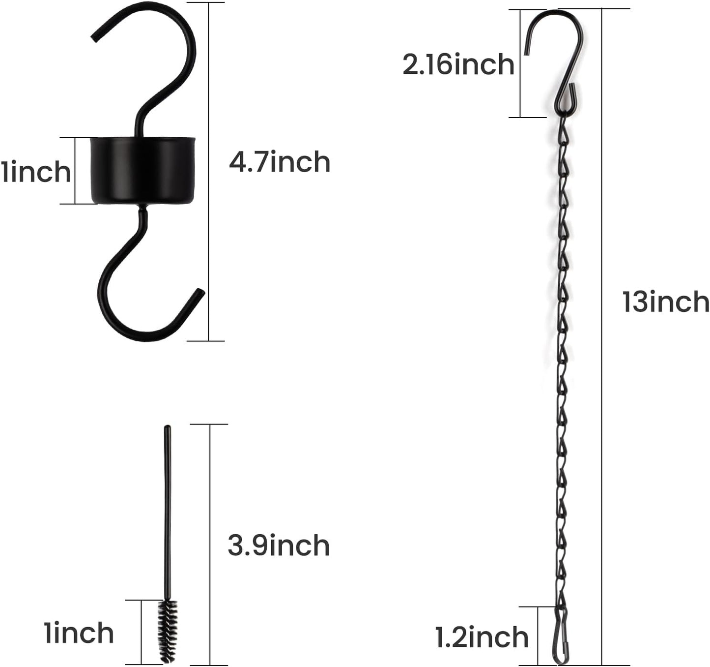 Yenmoz Metal Ant Moat Hooks, 5 Sets Feeder Hanging Chains and Brushes for Hummingbird Feeders