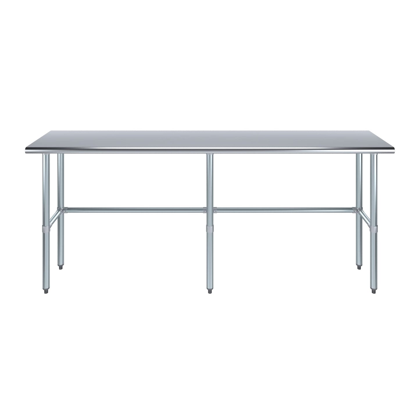 AmGood Stainless Steel Work Table Open Base | NSF Kitchen Island Food Prep | Laundry Garage Utility Bench (84" Long X 18" Deep)