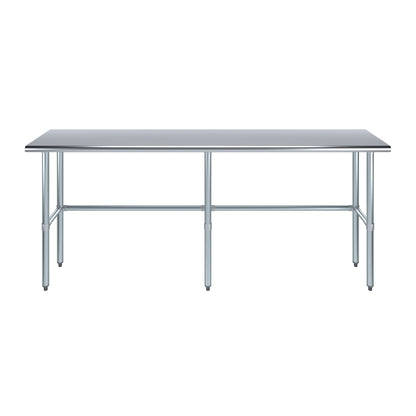 AmGood Stainless Steel Work Table Open Base | NSF Kitchen Island Food Prep | Laundry Garage Utility Bench (84" Long X 18" Deep)