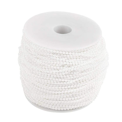 Faux Pearl Bead Garland Spool Rope,100m/roll Imitation Pearl Wire Beads Garland String Wedding Party Decoration 2.5mm(White)