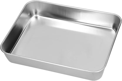 Roasting Pan with Racks, Stainless Steel Broiler Pan and Grill Rectangular Roaster for Cooking