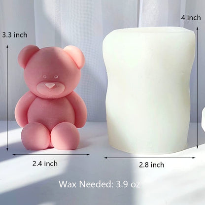 Big Sitting Bear Candle Mold,Silicone Molds for Wax Resin DIY Candles Handmade Soap Mould, Hand Crafts for Home Wedding Party Decoration