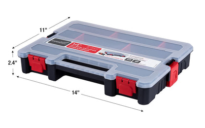 2-Pack Small Parts Organizer Box – Stackable Hardware Storage Organizer Case with 20 Compartments & Dividers – Screw, Nut, Bolt, Drill Bit Organizer for Garage, Workshop, Crafts