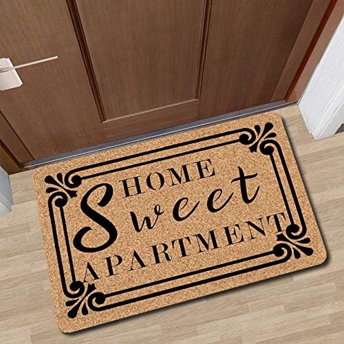 Welcome Mat Home Sweet Apartment Doormat, Anti-Slip Rubber Back, Novelty Gift Mats for Indoor Outdoor
