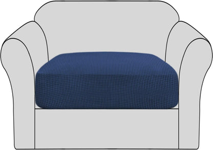 H.VERSAILTEX High Stretch Individual Seat Cushion Covers for Sofa Slipcovers, Navy Jacquard Twill Fabric (1 Pack)