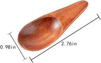 3 Pieces Mini Wooden Spoons, Small Salt Spoon with Short Handle, 2.76 inch Brown Wood Scoop for Spice Jars.