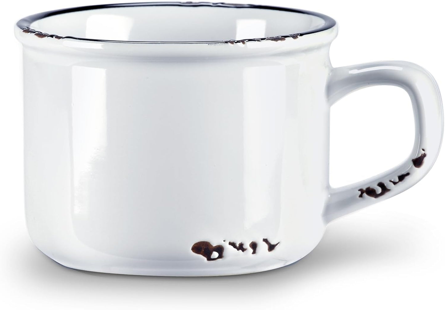 Abbott Collection Enamel Look Stoneware Cappuccino Mug, 27-ENAMEL/CAP WHT, White