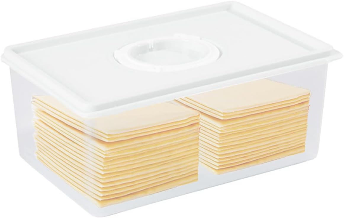 Vellsenne Sliced Cheese Container with Time Recording - Block Cheeses Storage Container for Fridge Cream Cheese Sliced