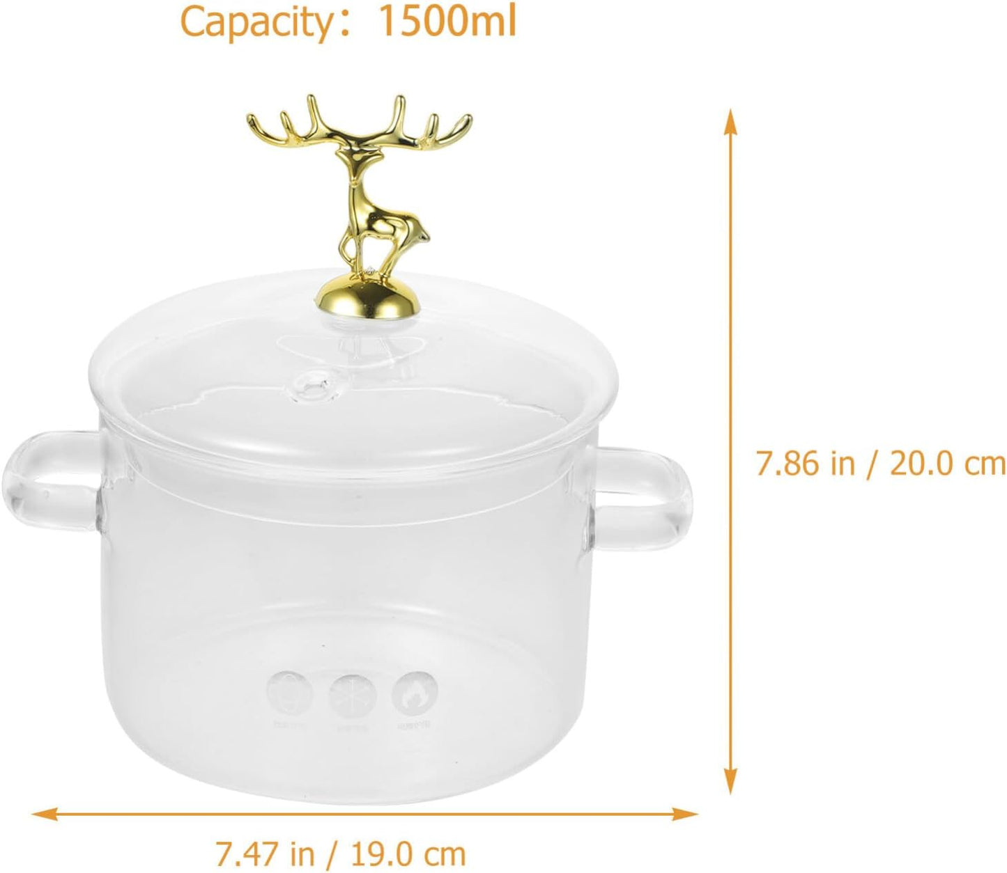 Tofficu Borosilicate Clear Soup Pot with Lid, Christmas Elk Cooking Noodle Pot, Household Kitchen Pan