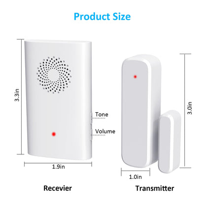 Wireless Door Sensor Chime, Door Open Alarm When Entry Business/Office/Store (500ft Range 51 Ringer Adjustable Volume) Home Alert Bell for Kid/Toddler Safety