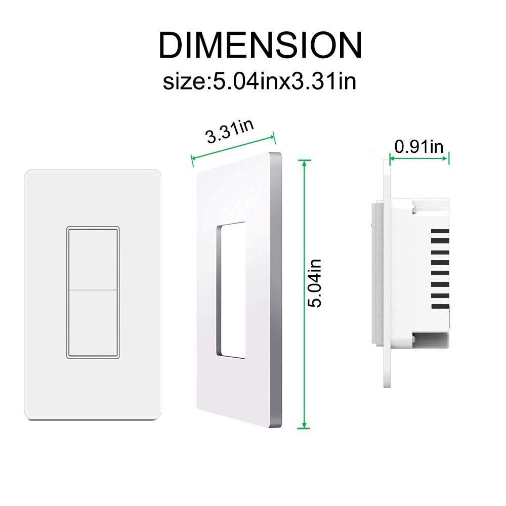 Smart Light Switch, WiFi Smart Double Switch Button, Compatible with Alexa and Google Home, Remote Control with Timing Funtion, No Hub Required,Smart Life APP Provides Control from Anywhere