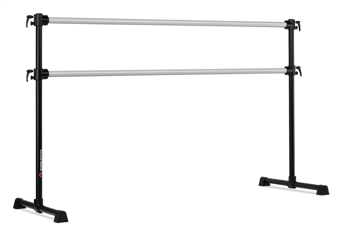 VITA Barre Portable Freestanding Double Ballet Barre, Professional, 6 Ft Bars, Black, Aluminum | Adjustable Height, Made in USA, Home or Gym Exercise Equipment for All Ages | Dance, Fitness, Pilates