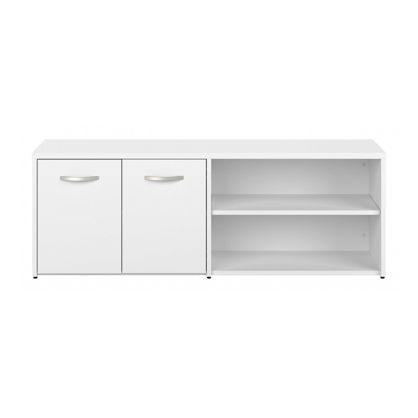 Bush Business Furniture Studio C Low Storage Cabinet with Doors and Shelves in White, Office Organizer for Workspace, Compact Unit