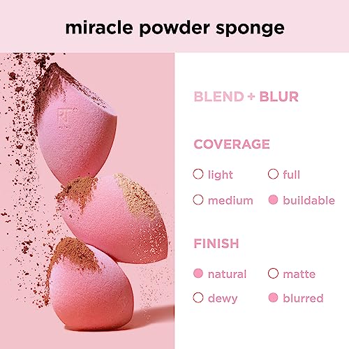Real Techniques Miracle Airblend Sponge, Matte Makeup Blending Sponge, For Liquid, Cream, & Powder Products, Offers Medium To Full Coverage, Foundation Sponge, Latex-Free Foam, 1 Count