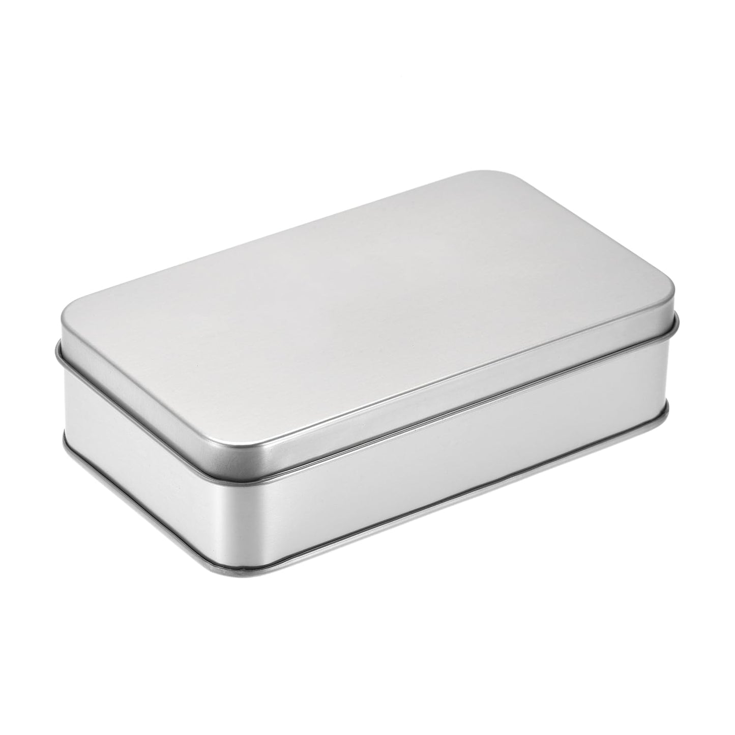 uxcell Metal Tin Box, 5.31" x 3.15" x 1.38" Rectangular Empty Tinplate Containers with Lids, Silver Tone, for Home Organizer, Candles, Gifts, Car Keys, Crafts Storage