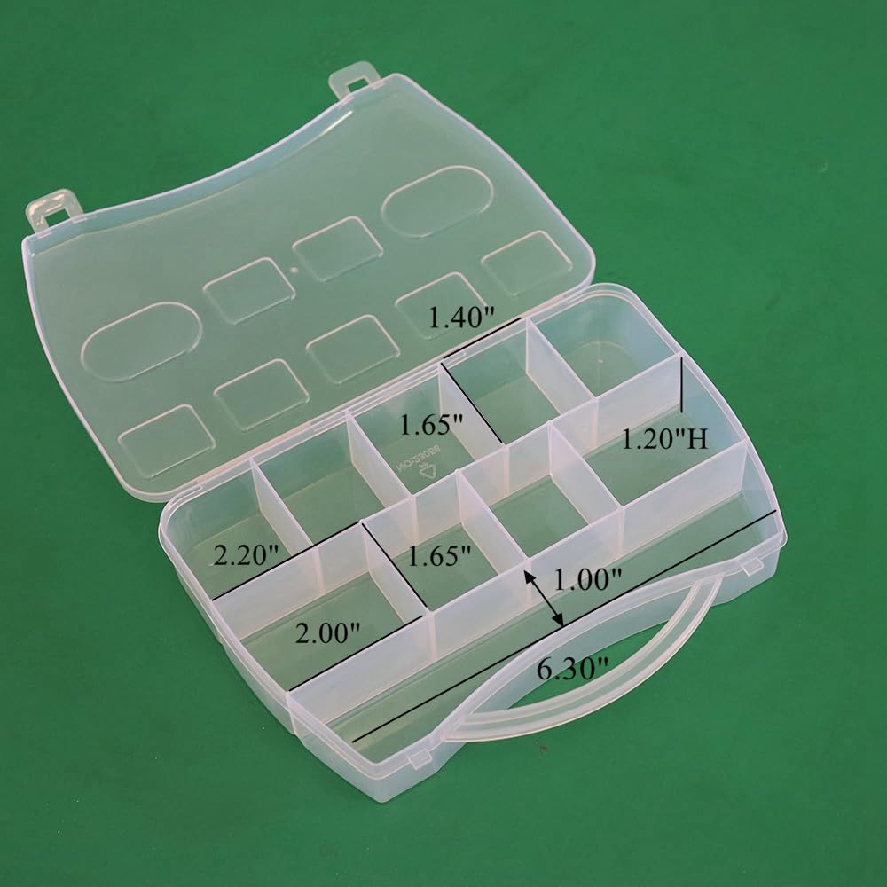 BangQiao 4 Pack Fixed 10 Grids Small Clear Plastic Storage Case with Handle, Mini Cute Organizer Box for Gift Giving, Birthday, Event, Party, Jewelry, Ornaments, Craft Supplies, DIY Accessories