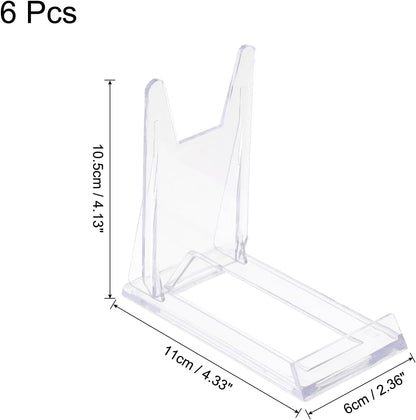 uxcell 4" Plastic Plate Stands, Display Easels for Card, Photo Frame, Desktop, Black, 6 Pcs