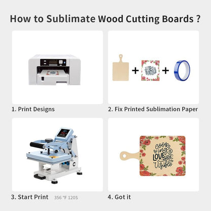 PYD Life 12 Pack Plywood Sublimation Cutting Board Blanks with Handle 9 x 5.5 Inch,Rectangle Wood Chopping Board for Sublimation DIY Craft Christmas Thanksgiving Home Kitchen Decor