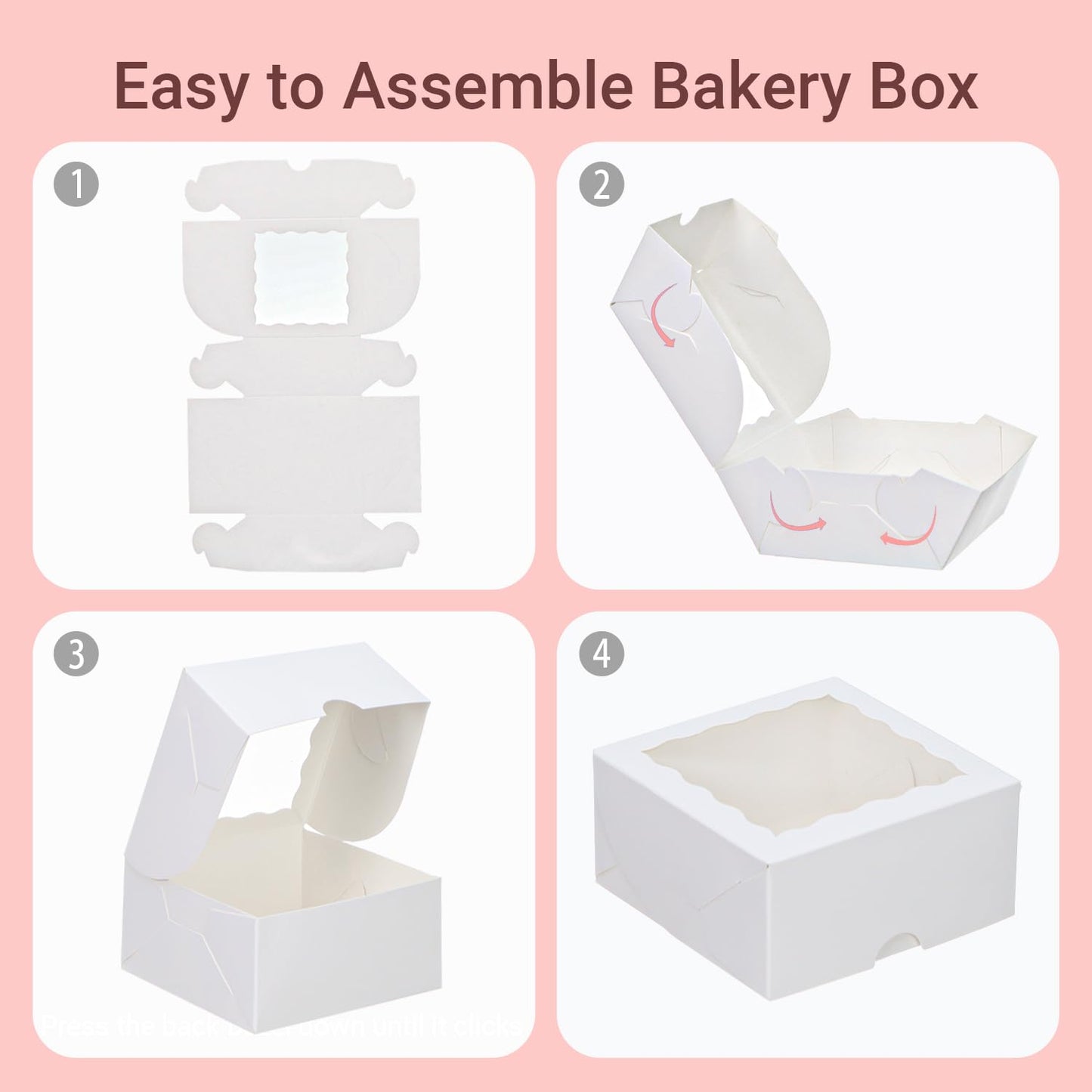 TEMLQPACK 100pcs 4x4x2 Inch Party Favor Boxes (Bakery/Chocolate/Donut)