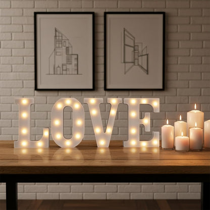 LOVE LED Marquee Signs Light Up Letters, LED LOVE Marquee Letter Lights, Warm White Letter Light for Wedding Proposal Decoration, Romantic Decorative Letters Signs, Battery Operated