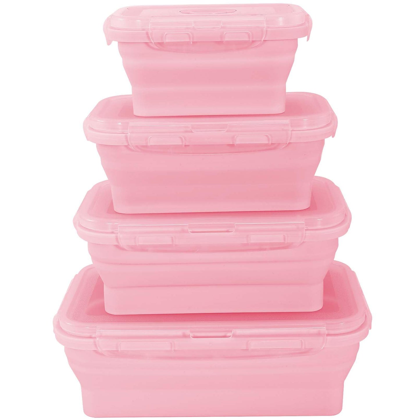 Bgtecho 4 Pack Collapsible Silicone Food Storage Containers with Lids, Silicone Lunch Box for Kitchen, Foldable Collapsible Meal Prep Container, Microwave, Freezer & Dishwasher Safe, BPA Free