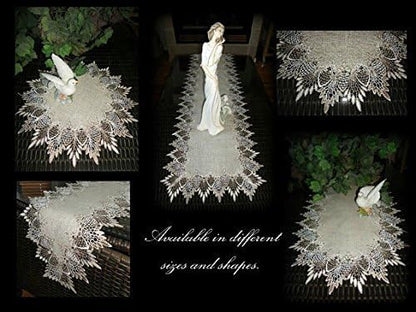 Galleria di Giovanni X-Large 33 Inch Table Topper Dresser Scarf - Neutral Earth Tones European Lace