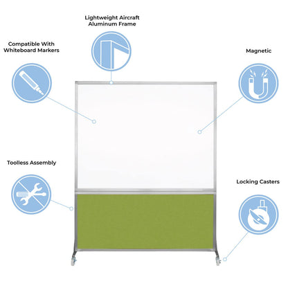 DivideWrite Mobile Whiteboard | Double Sided Dry Erase Board | Portable Office Cubicle Partition | Display for Classrooms, Conference Rooms, Meeting Areas and More | Charcoal Gray 6' Wide X 6' Tall