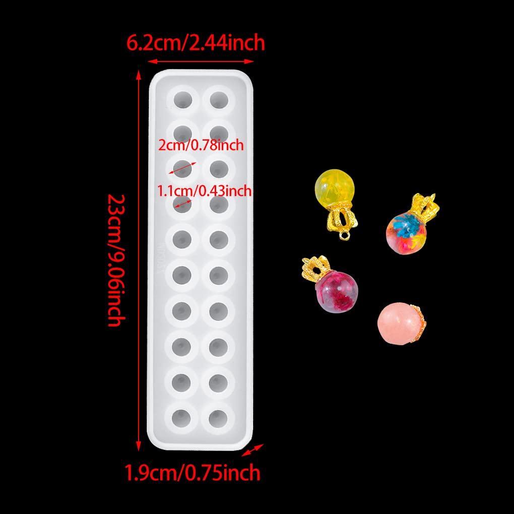 FineInno Sphere Resin Mold,20 Beads Silicone Molds, Crystal Ball Epoxy Casting Mould, Jewelry Making Mold for DIY Pendant Necklace Earring Bracelet Ring