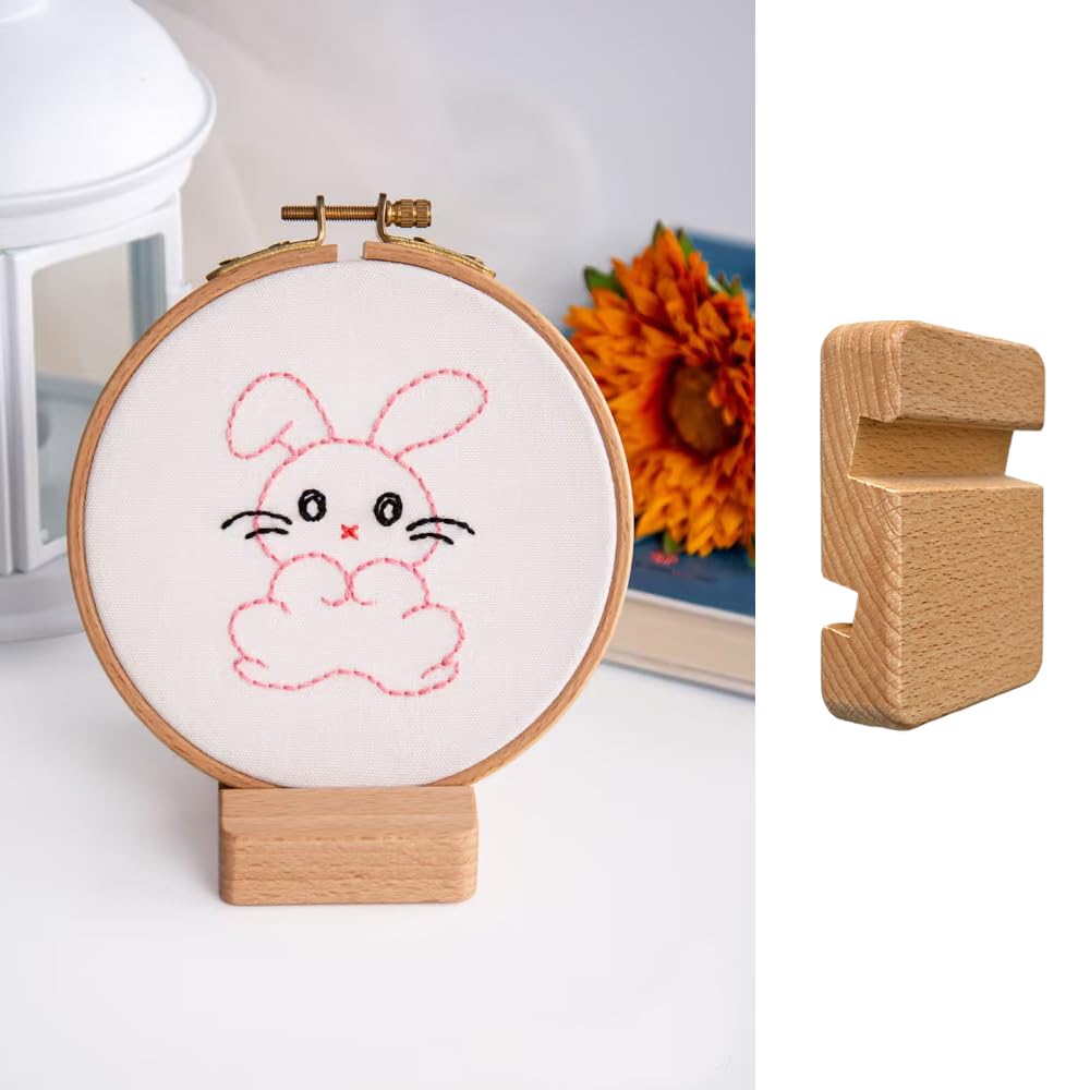 6 Pcs Wooden Embroidery Hoop Base, Cross Stitch Holder for Embroidery Display Stand