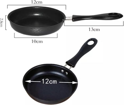 GOWENIC Egg Mini Frying Pan, Black, 12cm Household Small Kitchen Cooker for Frying Eggs