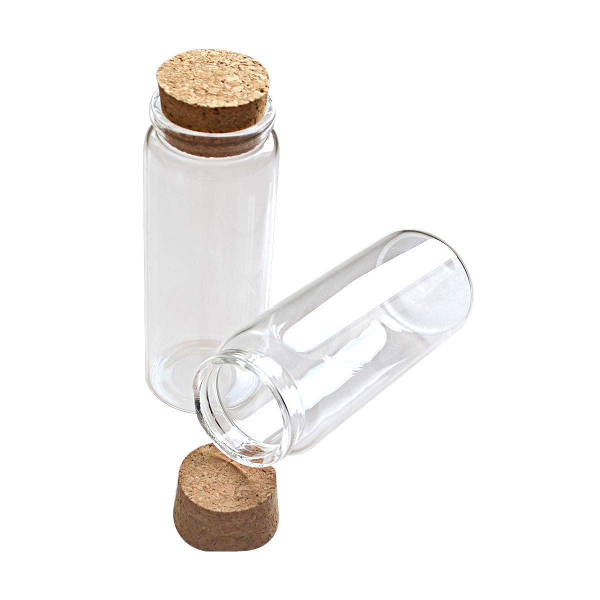 ELYSAID 4pcs of 150 ml Empty Clear Glass Bottles Vials With Cork Stopper Storage Jars 47x120mm Bottle 5.3oz