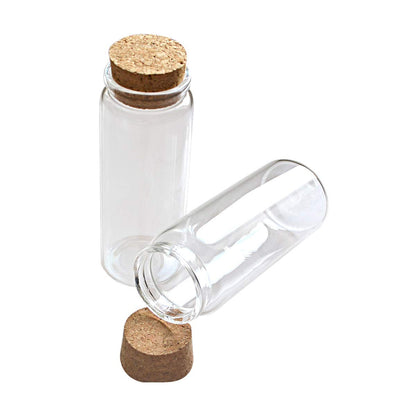 ELYSAID 4pcs of 150 ml Empty Clear Glass Bottles Vials With Cork Stopper Storage Jars 47x120mm Bottle 5.3oz