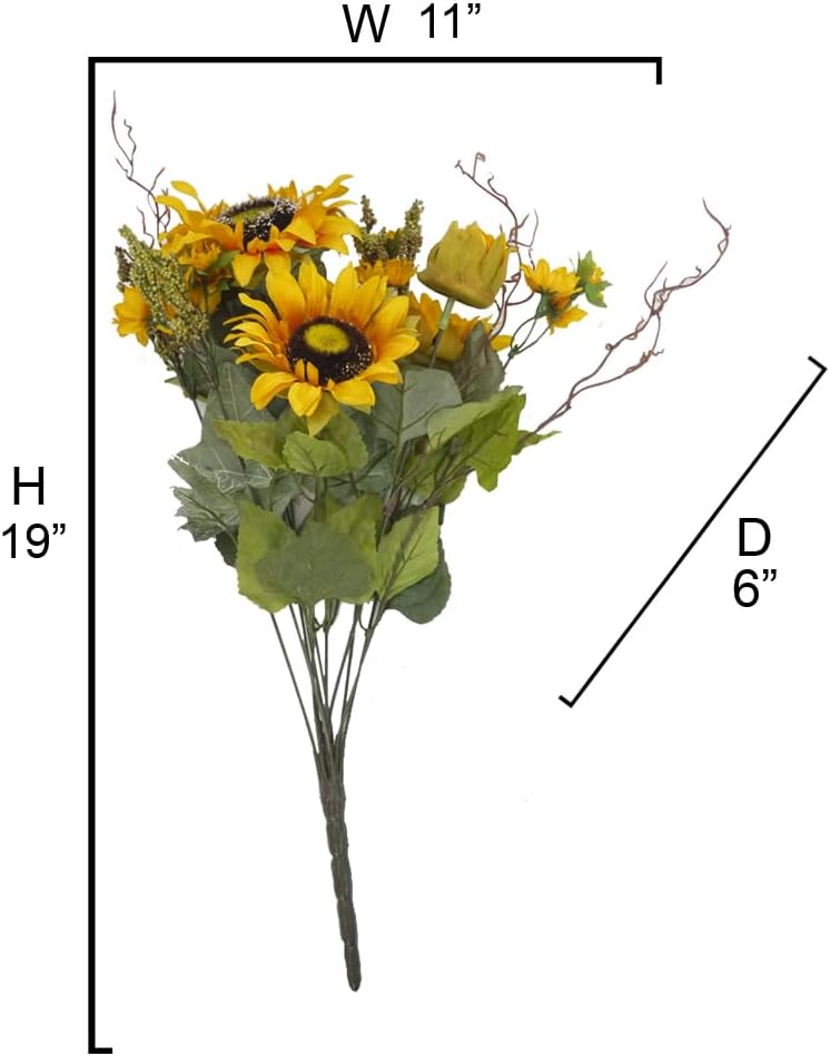 Admired By Nature Artificial Sunflower Bouquet Bush, 11 Stems Gold Sunflowers for Weddings, Home Decor, Events