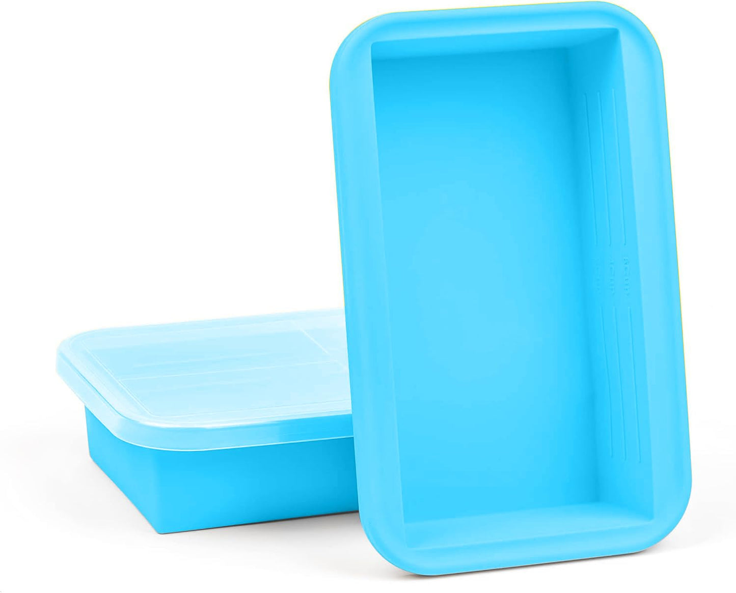 MT.BAY (2 Pack) Large Silicone Freezer Containers For Soup, Pasta Sauce, Leftovers, Broth & More - 6 Cup Reusable BPA Free Non Plastic Food Storage Freezing Ice Trays With Lids & Measurement Lines