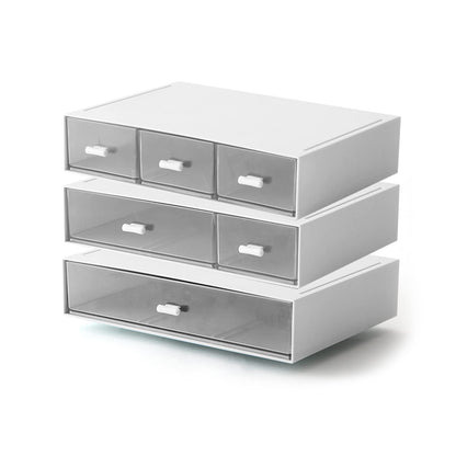 MILULUGO Desk Organizer with 6 Drawers, Makeup Organizer, Plastic Cosmetic Organizer, Bathroom Organization Boxes, Desktop Storage Box(White)