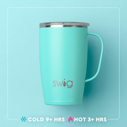 18oz Swig Life Travel Mug, Insulated Tumbler with Handle and Lid, Cup Holder Friendly, Dishwasher Safe, Stainless