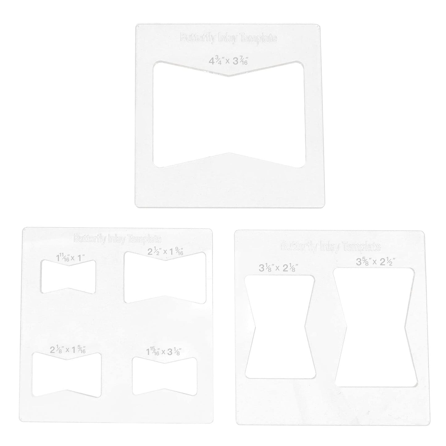 Oumefar 3Pcs Butterfly Inlay Templates Kit, 6x6 Inches Butterfly Templates for Woodworking, Router and Decorative Templates for Woodworking, Bowtie Router Template Jig Kit