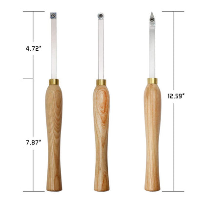 YUFUTOL Carbide Woodturning Tool Mini Size (3 Piece Set) Includes Diamond, Round and Square Turning Tools With Comfort Grip Handles Perfect For Small to Mid-Size Projects