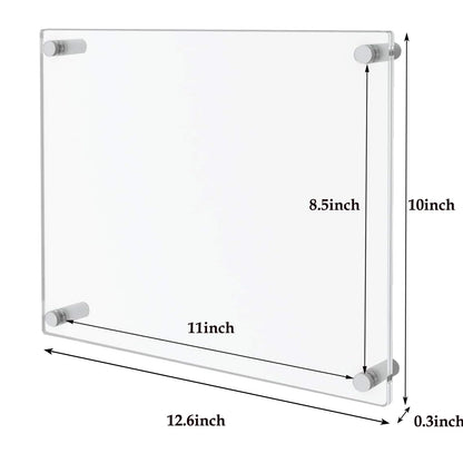 BFRed Acrylic Photo Frame 8.5X11in Brackets, Clear Picture Frames for Wall, Frameless picture Frames Lucite Transparent Square Cubes Floating Hanging Photo Frame