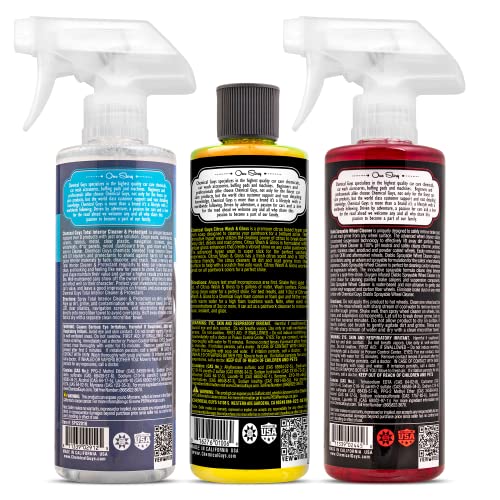 Chemical Guys HOL357 Clean & Shine Car Wash Starter Kit - Safe for Cars, Trucks, Motorcycles, SUVs, Jeeps, RVs & More (7 Piece Set, Including 3 16 oz. Car Detailing Chemicals)