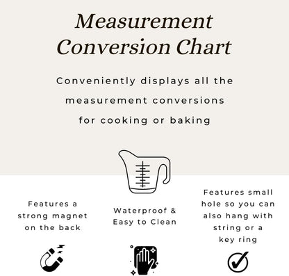Kitchen Baking Measurement Conversion Chart Magnet, Must Have for Any Chef, Cooking Chart Equivalents