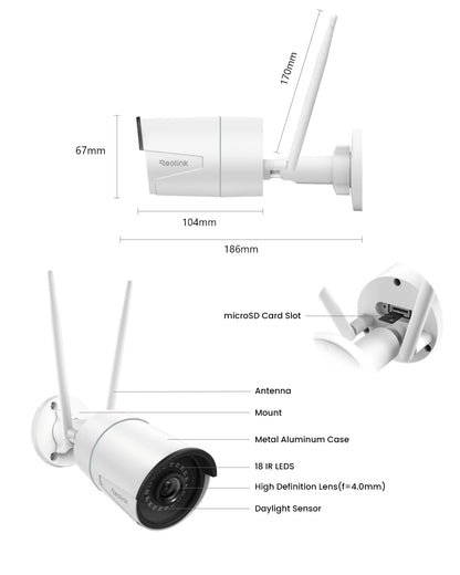 REOLINK Plug-in Outdoor WiFi Security Camera, 5MP HD Dual Band Wired Wi-Fi Camera for Home Security-2.4/5 Ghz, Smart Detection, Motion Detection, Night Vision, IP67 Waterproof, RLC-510WA