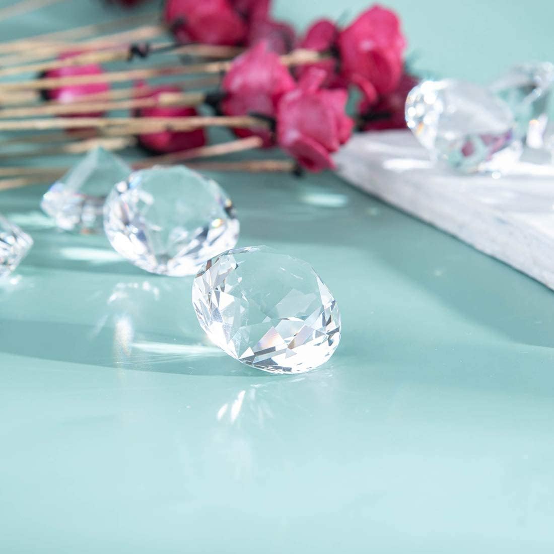 LONGWIN 30mm Crystal Diamond Themed Dinner Party Table Decoration, Pack of 8, Clear