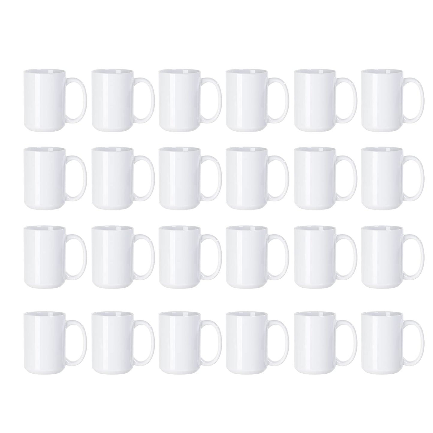 PYD Life 24 Pack Sublimation Mugs Blank 15 OZ Bulk with Box White Ceramic Photo Coffee Cups for Cricut Mug Press and Tumbler Heat Press Print