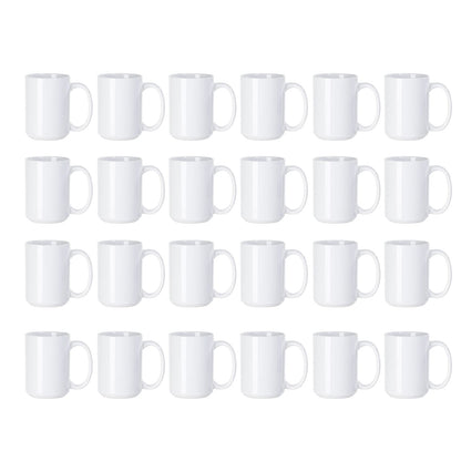 PYD Life 24 Pack Sublimation Mugs Blank 15 OZ Bulk with Box White Ceramic Photo Coffee Cups for Cricut Mug Press and Tumbler Heat Press Print