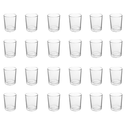 BTGLLAS 24pcs Clear Glass Tea Light Holders - Votive Candle Holders Bulk for Weddings Events - Glass Votives for Wedding Centerpieces, Christmas, Thanksgiving - Candle Accessories Decor (24, Clear)
