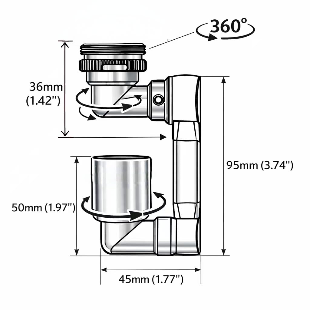 Universal 1080° Swivel Bathroom Faucet Extender Rotating Faucet Attachment Adapter for kitchen Sink Brushed Nickel
