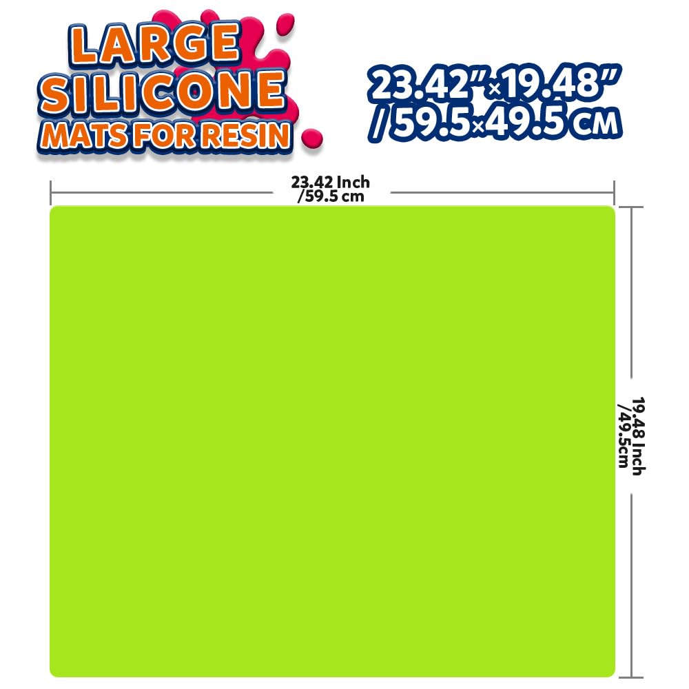 LEOBRO Silicone Mats for Crafts, 2 Pcs 23.4"x 19.5" Large Silicone Mats for Resin Clay Paint Jewelry Making, Countertop Protector Table Mat, Blue & Green