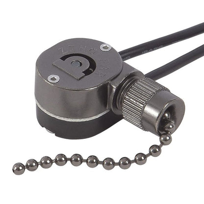 Ceiling Fan Light Switch ZE-109m Metal Pull Chain Switch,Two Wire Fan Switch For Ceiling Fan Light Fixture Replacement Parts- Gun Color