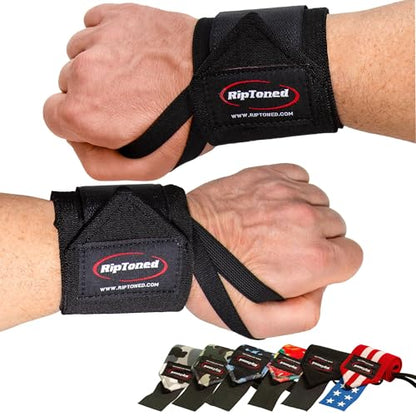 Rip Toned 18” Wrist Wraps - USPA Endorsed Wrist Straps for Weightlifting - Quality Wrist Support - Adjustable, Durable, Machine Washable - Gym Wraps for Powerlifting - for Men & Women